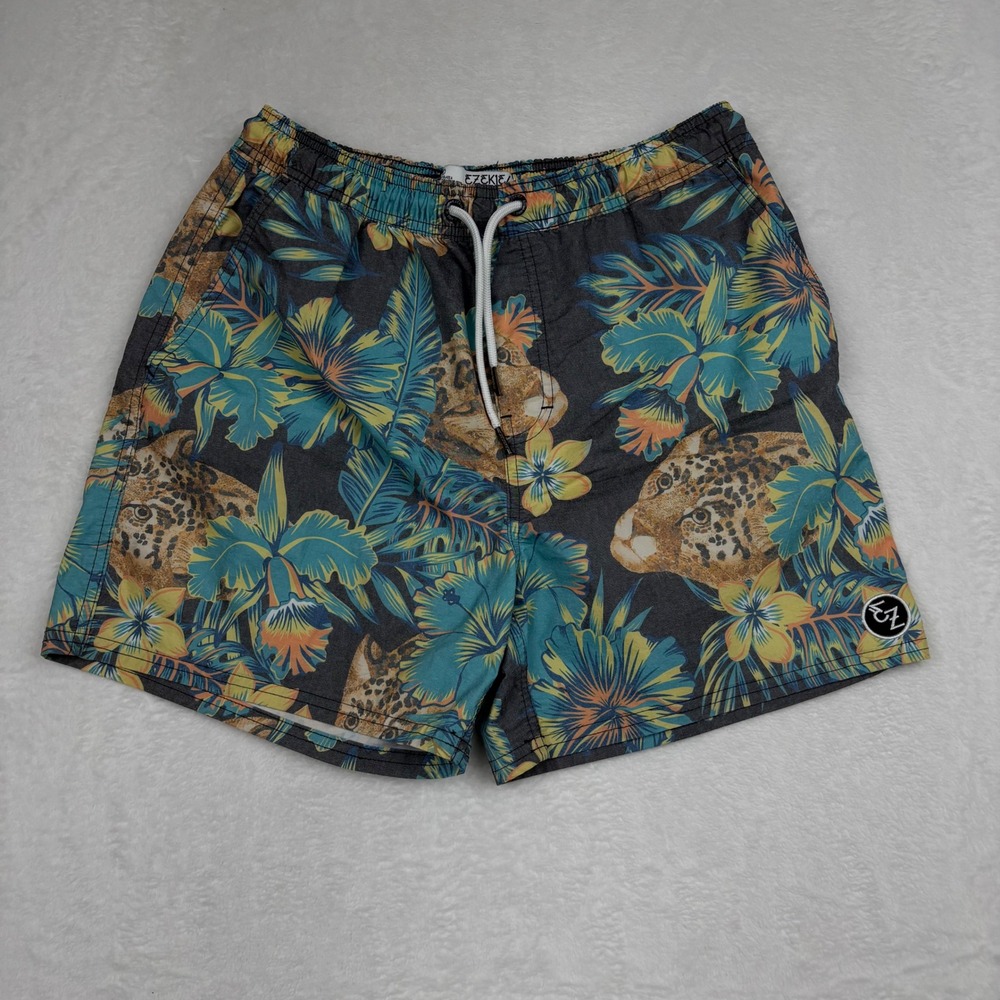 Ezekiel Mens 32 Tropical Leopard Floral Board Shorts Swim Trunks CA5-20